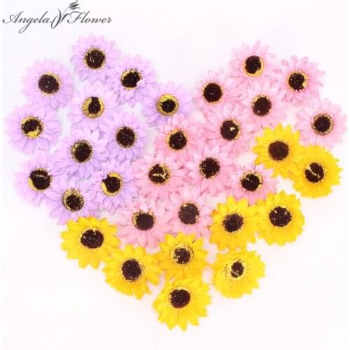 Sunflower Soap Flower Head Bouquet Gift Box Decor with Soap Flower DIY wedding Christmas home decor Flower Shop Supplies 12 pcs