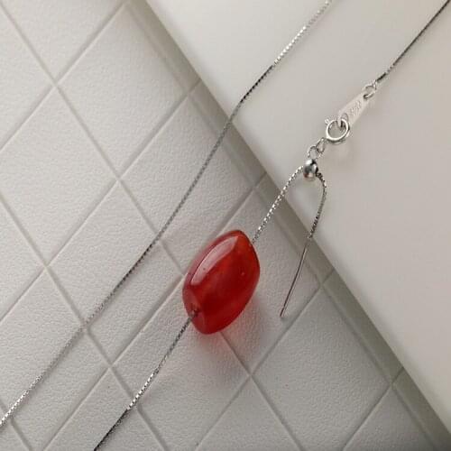 Rhodochrosite EGG RED CHAIN SILVER925 necklace 18inch FPPJ wholesale beads nature