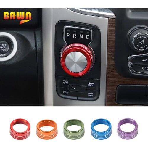 BAWA Car Gear Panel Headlight Switch Button Knob Aluminum alloy Decoration Ring for Dodge RAM 2013-2017