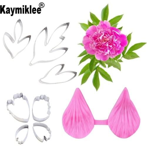 Peony Flower Petal Veiner&Cutter Silicone Mould Fondant Mold Cake Decorating Tools ,Sugarcraft Mold CS163