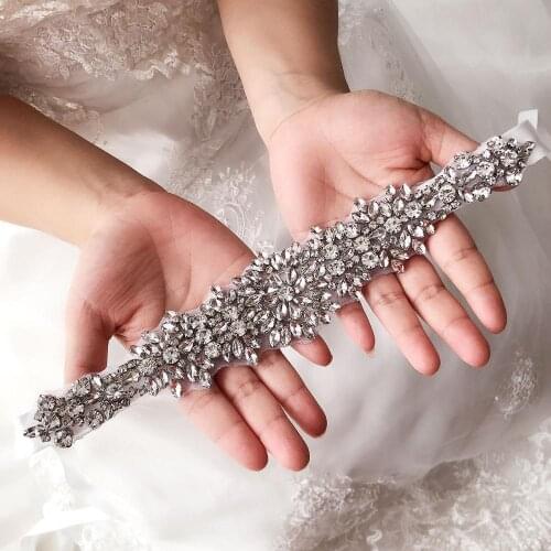 Wedding Dress Belt Sparkly Crystal Bead Rhinestones Ribbon Wedding Belt Bride Sash Women Bridal Party Accessories