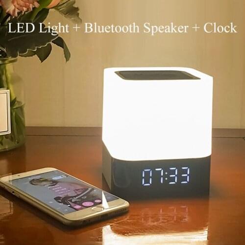 Adjustable Touch Night LED Light Clock With Bluetooth Subwoofer 4000mAh Rechargable Battery Support USB Disk Play Alarm Clock