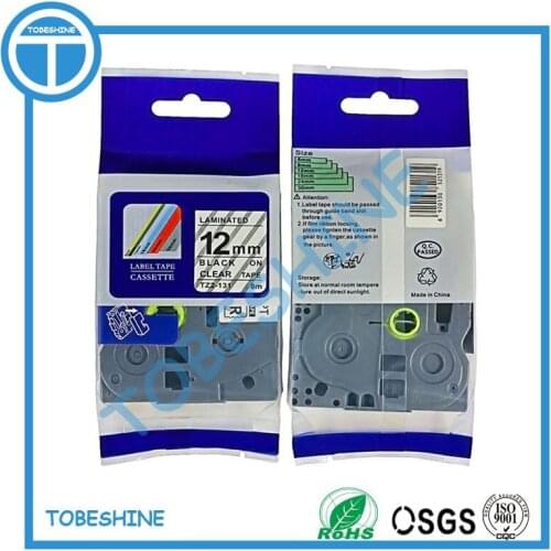 Compatible brother 12mm tze tape TZe 131 tze131 tz 131 Black on Clear 12mm tz labels for Ptouch label printer