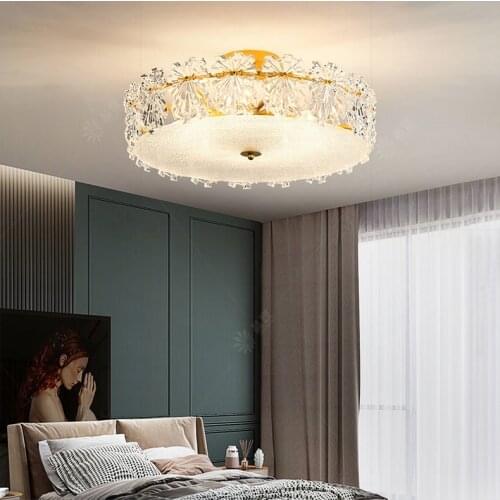 Modern Glass Ceiling Lights Fixture LED Light American Shining Luxury Ceiling Lamp Home Indoor Lighting Romantic Flower Lamps