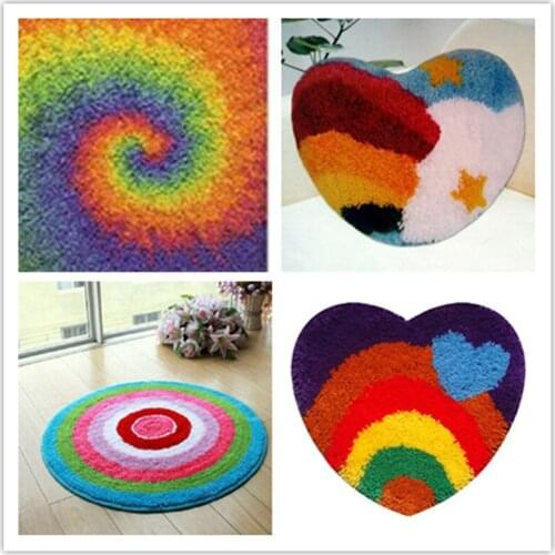 USA shipping Latch Hook Kit Rug Cushion Pillow Mat DIY Craft Rainbow Cross Stitch Needlework Crocheting Rug Embroidery 8