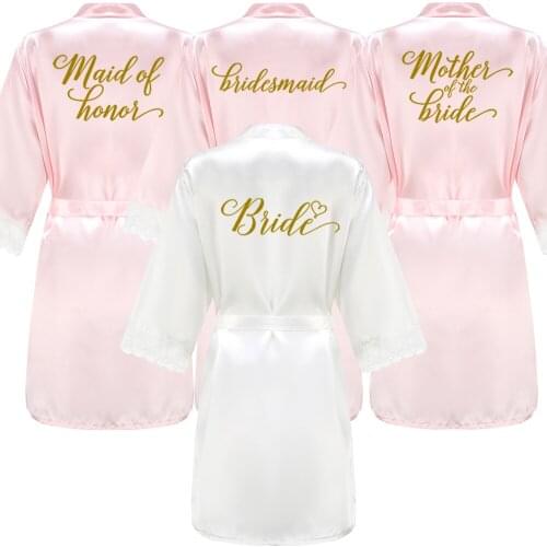Wedding Robe Women Bride Robes Satin Lace Robes Kimono Bridal Robes Bridesmaid Robes Bride Bathrobe Bride Sleepwear