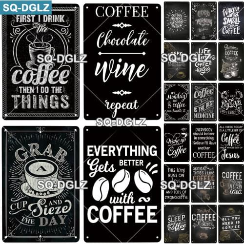Coffee Wine Vintage Metal Sign Tin Sign Vintage Decoration Plaque Home Wall Decor Bar Sign Home Decor Cafe Poster Custom