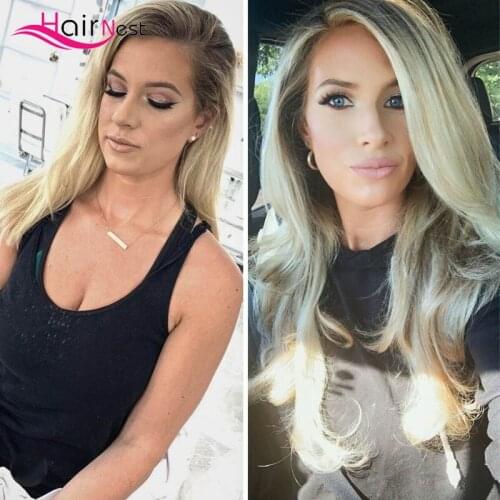 Hair Nest Wigs Hair Extension Clip 24 inch Blonde Black Ombre Heat Resistant Fiber hair Clips 2020 Clip-on Hair Hair Synthetic