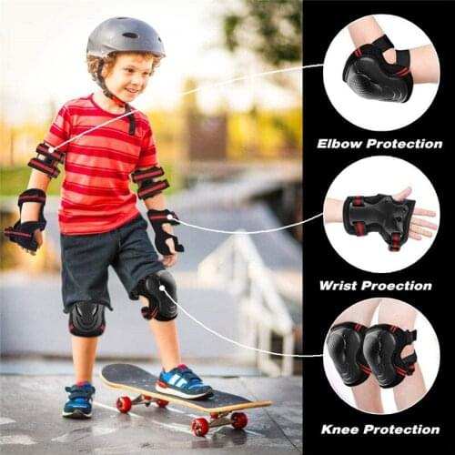 6pcs/set Skateboard Ice Roller Skating Protective Gear Elbow Pads Wrist Guard Cycling Riding Knee Protector for Kids Men Women