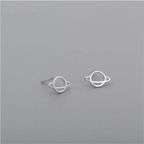 Real 925 Sterling Silver Hollow Saturn Star Planet Stud Earring For Women Girl Fashion Jewelry Femme Brincos Gift ES176