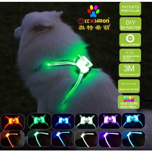 CC Simon service dog vest harness pet light up collar night Puppy Lead Pets Vest xl dog collar for large dog
