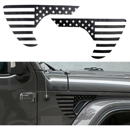 1 Pair Car Black Fender Vent Flag Decal Stickers Fit For Jeep Wrangler JL/JT Gladiator 2018 2019 2020