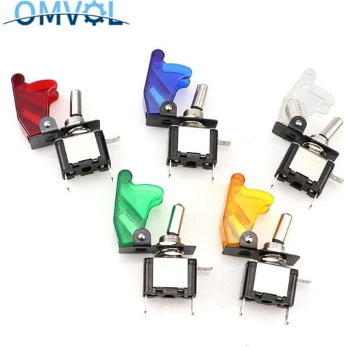 1pc 12V 20A Blue/Green/Red/Yellow Car Toggle Switch Auto Cover LED Light Switch Control ON-OFF
