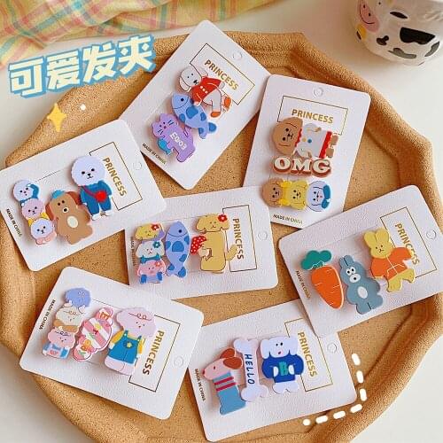 W&G 3 Pack Cartoon Bear Hairpin Girl Kawaii Broken Hair Headdress Bangs Clip Summer Sweet Side Clip Girl 2021 New