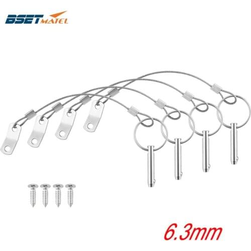 4PCS 6.3mm BSET MATEL Stainless Steel 316Quick Release Pin with Lanyard for Boat Bimini Top Deck Hinge Marine hardware