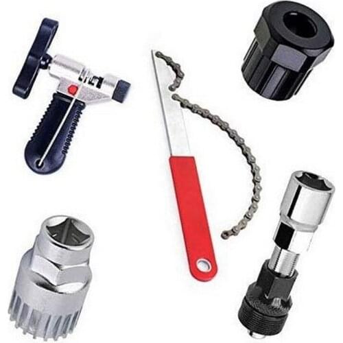 5Pcs Bicycle Repair Tool MTB Bike Chain Breaker Crank Extractor Wheel Bottom Bracket Center Axle Remover Multifunction Tools Kit