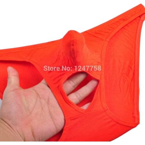 5Pcs/Lot Sexy Mens Modal Bikini Brief Pouch Nuts Out Briefs Underwear Ball Hole Short Pants