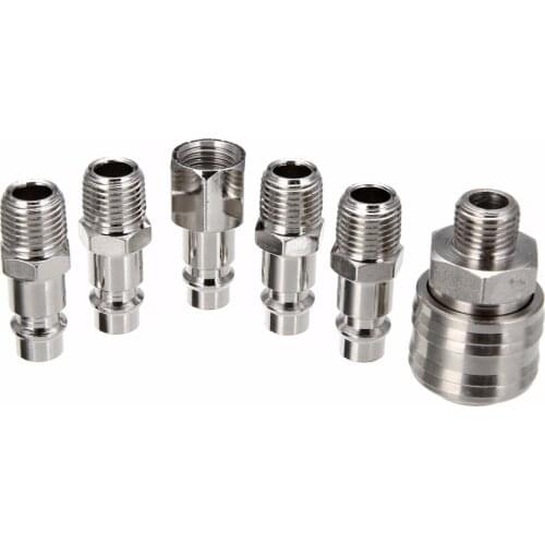6pcs Quick Coupler 1/4" BSP Compressor Connectors German-style Air Line Hose Compressor Connector with Corrosion Resistance