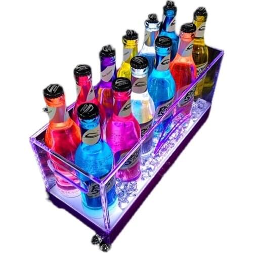 Acrylic creative luminous bar clear bar ice bucket wine box white light colorful luminous ice bucket