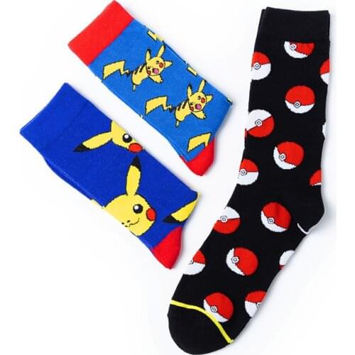 Anime Pokemon Figure Cotton Socks Cute Cartoon Pikachu Charmander Bulbasaur Cosplay Accessories Men Women Christmas Gift