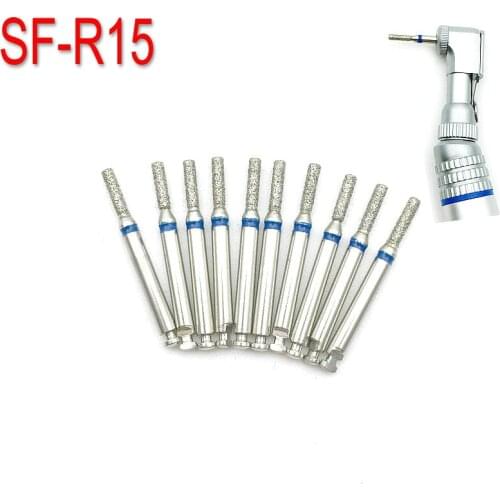 10Pcs/box RA Diamond Burs Dental Diamond Burs For Low Speed Polisher 2.35mm Shank Dentistry Instrument SF-R15
