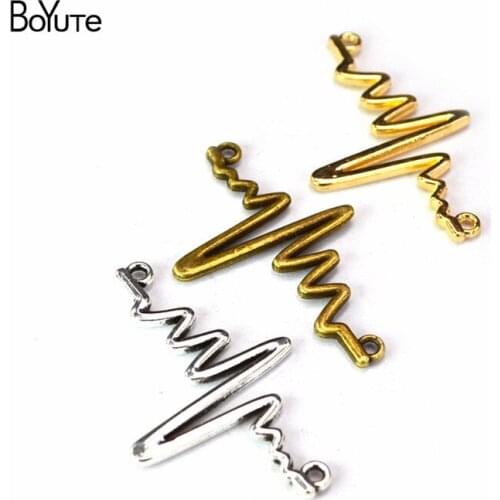 BoYuTe (100 Pieces/Lot) Wholesale Vintage Electric Ripple Pendant Charms with 2 Loops Diy Jewelry Accessories
