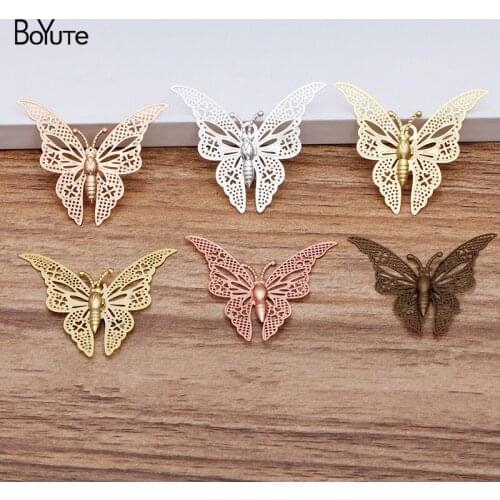 BoYuTe (20 Pieces/Lot) 35*32MM Butterfly Corrosion Sheet Diy Hand Made Metal Brass Pendant Jewelry Accessories Wholesale