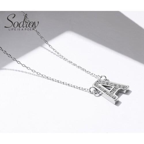 SODROV 925 Sterling Silver Five Letters A L S M N Necklace Pendant Silver Necklace 925 SilverJewelry Necklace