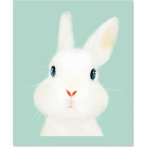 Digital oil painting creative children room decoration poster boy girl bed living restaurant white rabbit