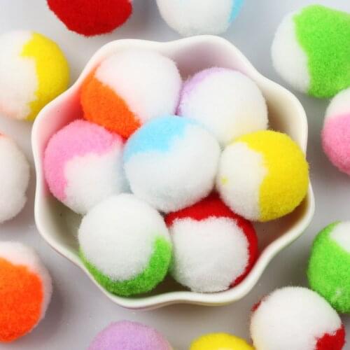 Two-color Pompom 25mm Soft Pompones Fluffy Plush Crafts DIY Pom Poms Ball Furball Home Decor Sewing Supplies