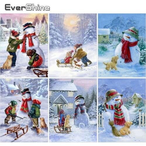 Evershine Diamond Embroidery Snowman Full Square Diamond Painting Cartoon Cross Stitch Rhinestone Art Christmas Home Decoration