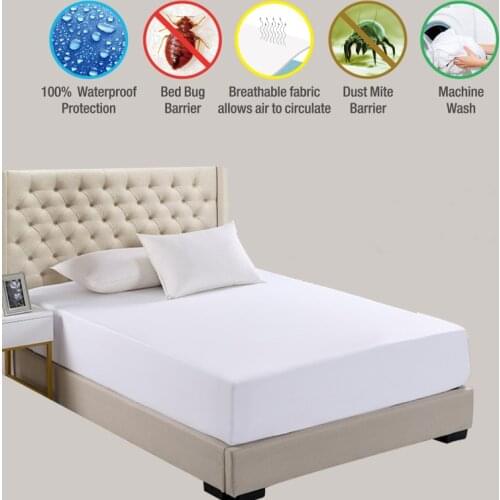 Smooth Waterproof Mattress Protector Cover for Bed Solid White Wetting Breathable Hypoallergenic Protection Pad Cover Customized