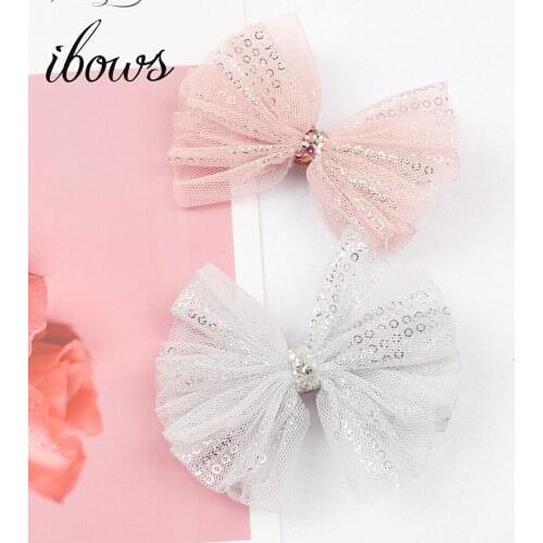 IBOWS Hair Accessories Hair Clips for Girls Sequin Organza Lace Hair Bows Princess Hairpins Korean Hair Barrettes Party Decor