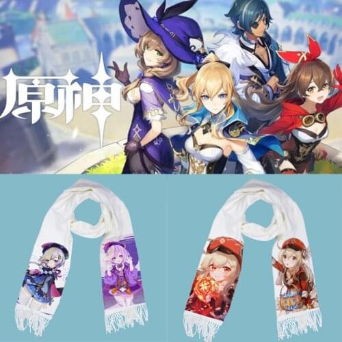 Game Genshin Impact theme Cosplay Scarf Amber Venti Qiqi Keqing Mona cos Winter Warm Scarf Halloween Props custom made pattern