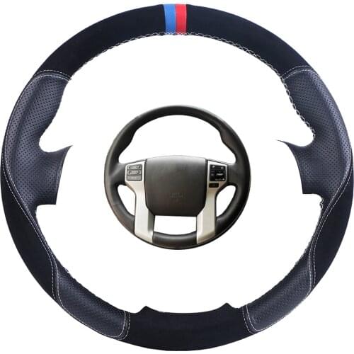 Custom Car Steering Wheel Cover For Toyota Land Cruiser Prado 2010-2015 Tundra 2013-2017 Suede Leather Auto Steering Wheel Braid