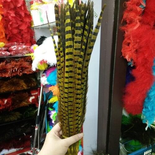 Beautiful 100pcs Pretty 22-24inches/55-60cm Yellow Pheasant Feather Wedding Decoration Party Supplies Feathers