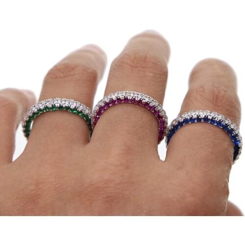 Red Green blue cz ring stacking stack women full cz band 2019 delicate hot fashion elegance women finger engagement Jewelry