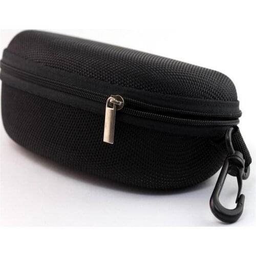 Fashion Black Solid Color Portable Hard Zipper Glasses Case Box Eyewear Sunglass Bag Wholesale