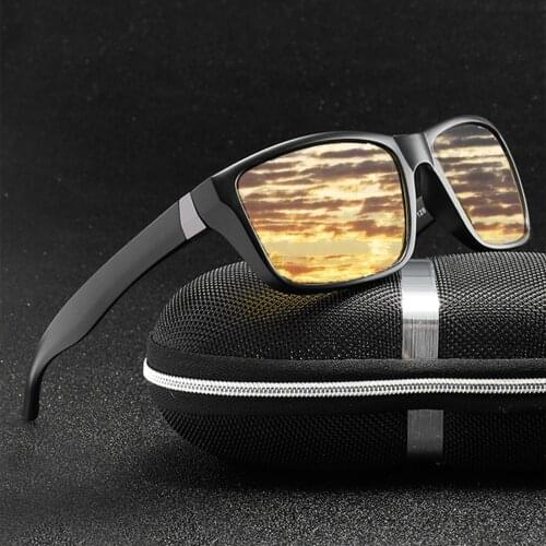 YAMEIZE Mens Sunglasses Night Vision Goggles Anti-Glare Polarized Car Driving Sun Glasses Yellow Lens UV400