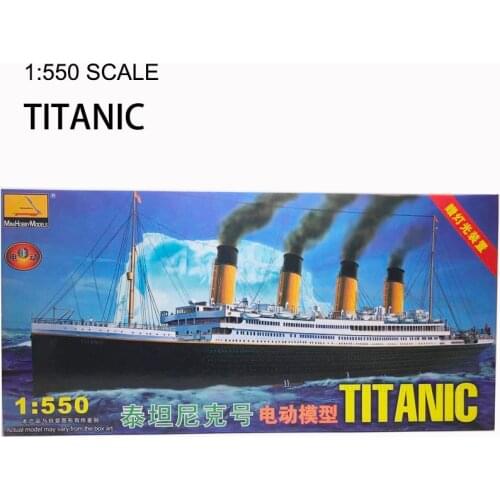 1:550 RMS Titanic Model Building Kits Assembly Plastic Ship Model With Electric Motor Lighting Device Electric Titanic Toy