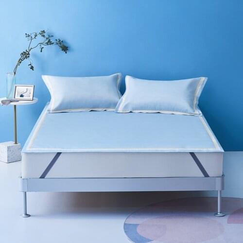 Summer Ice Silk Three-Piece Set of Summer Sleeping Mat Can Wash Folded 1.5 M 1.8 Bed Sheet Fitted Sheet Cool Air Conditioning