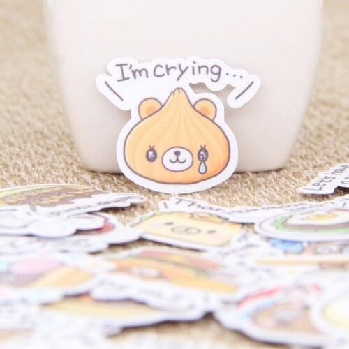 40 pcs/set English Bear Food Cute Book Scrapbooking Calendar Laptop Sticker Label Cell Phone Decoration Baby Girl Toy