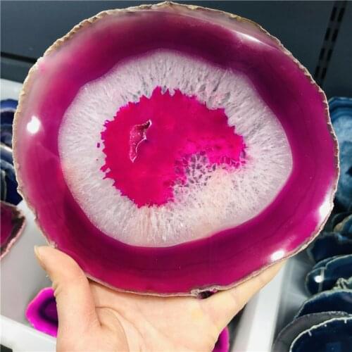 Natural Agate Slice purple Geode Polished Crystal Quartz Gems Crafts Pad Home Decoration Stone Holiday Gift stents