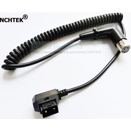 NCHTEK 90 Degree Angled XLR 4Pin Female to PU Coiled D-Tap Male Cable For Anton Battery Metal/Free Shipping/1PCS