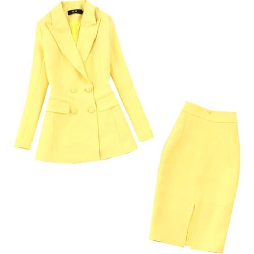New fashion women skirt suits set Business formal long sleeve blazer and skirt office ladies plus size work uniforms OL 2 Pieces