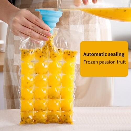 One Time Ice Making Bag Self Sealing Plastic Ice Lattice Bag Grinding Tool 24 Grid 10 Pieces Water Injection Ice Bar Mould