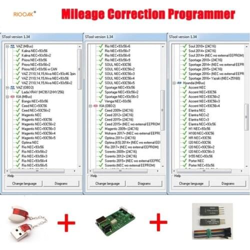 Mileage Odometer Correction Software MTool V1.34 Full Set Dongle + Denso adapter + Denso Pin Wires Cable Supported byM-bus, OBD