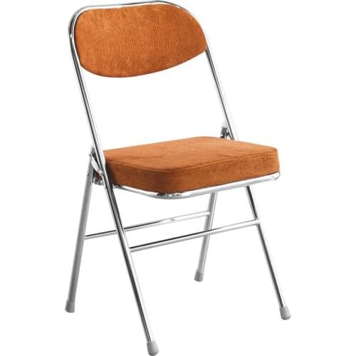 Retro Home Thickened Folding Chair Black Leather Foldable Conference Chair Corduroy Strong Load-bearing Multi-color Optional
