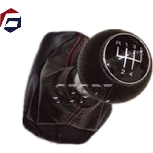 For Audi A3 S3 8L 2001 -2003 Car-Styling 5/6 Speed Gear Lever 12 mm Hole Car Shift Knob Leather Boot Red Line