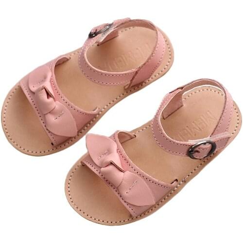 Girls Sandals Summer Cute Bow Solid Color Baby Girl Shoes Flat Heel Beach Sandals Infant Girl Shoes SMM042